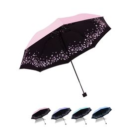 파스텔 벚꽃 UV 자외선 차단 수동 암막 3단 양우산 접이식 양산 겸용 우산