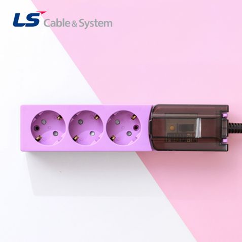 LS전선 감온변색 누전차단 고용량 멀티탭 3구 원형 1.5M 색상3가지