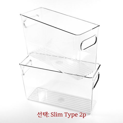 높은 싱크대서랍 수납정리함 2p (Slim 형), 투명플라스틱 다용도 리빙박스